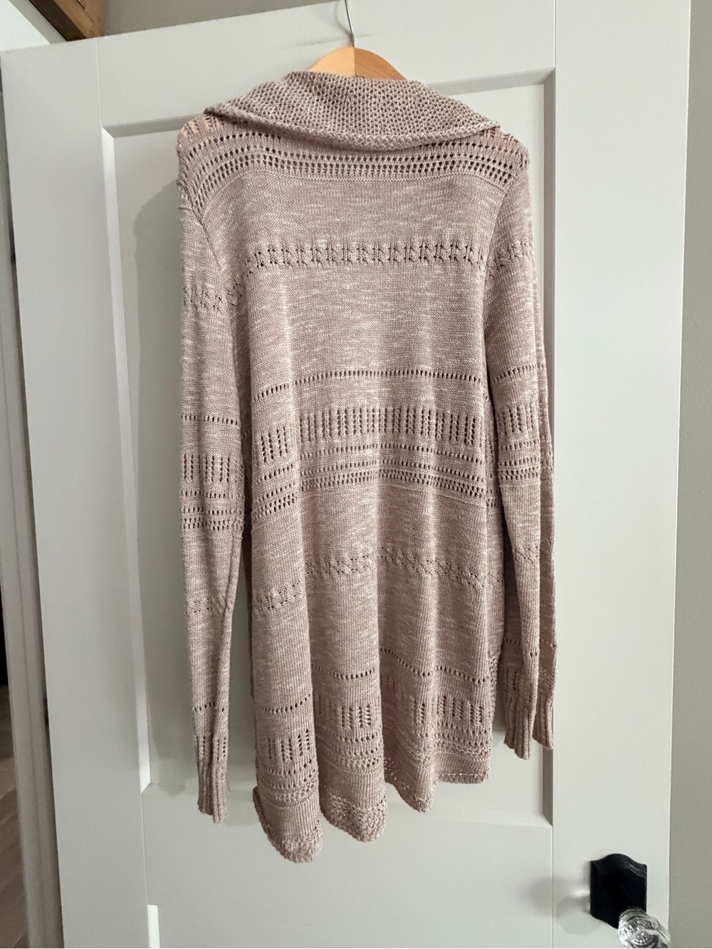 Knox Rose Hooded Open-Front Knit Cardigan - Taupe Beige - Picture 2 of 3